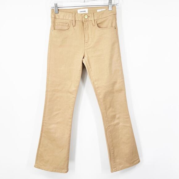 Frame Denim Le Crop Mini Boot Cut Coated Jeans in Toasted Almond - Picture 1 of 7
